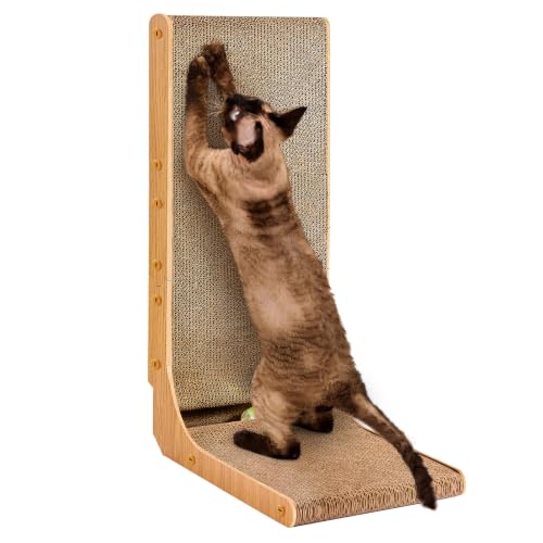 EHEYCIGA Cardboard Cat Scratcher for Indoor Cats, 26.8 Inch, Brown