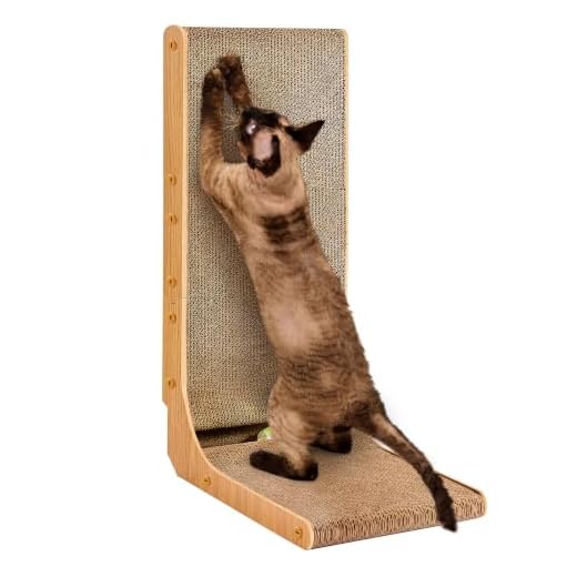 EHEYCIGA Cardboard Cat Scratcher for Indoor Cats, 26.8 Inch, Brown