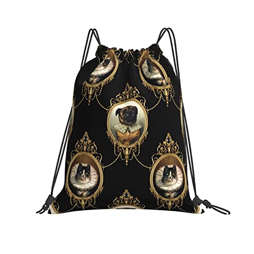 Sport-Sac À Dos Rococo Chiens Chats Mastiff Bullmastiff Swags Sac À Dos À Cordon Lavable en Machine Sac De Sport Sports Sac Mode pour École, Les Voyages,...