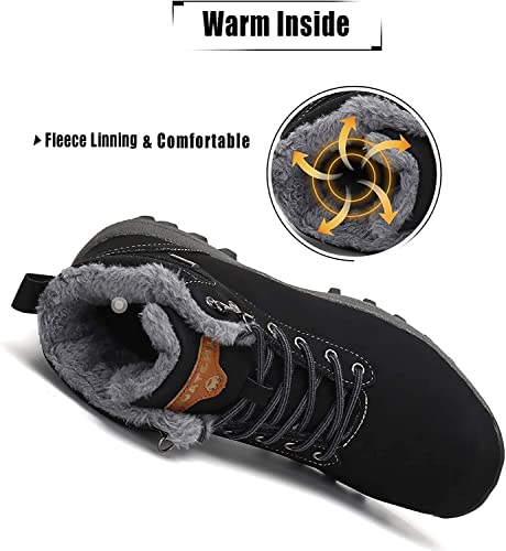 Mishansha Men's Winter Snow Boots Waterproof Insulated Hiking Boot for Men Cold Weather Outdoor Trekking Anti-Slip Warm Shoes Size 7 Pitch Black4
