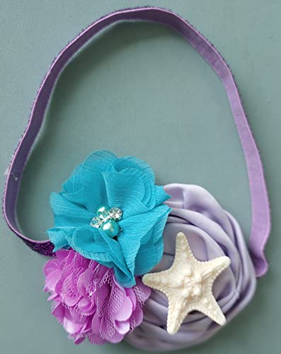 Starfish Princess Flower Headbands Baby Girls Mermaid Hairband Flower Headdress Bbg18 (-Purple Band) #TOP3