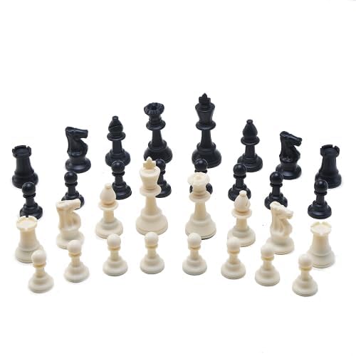 Image of Royaldeals 32 Chess Pieces Only Magnetic Plastic Peices 16 Black and 16 White Peices