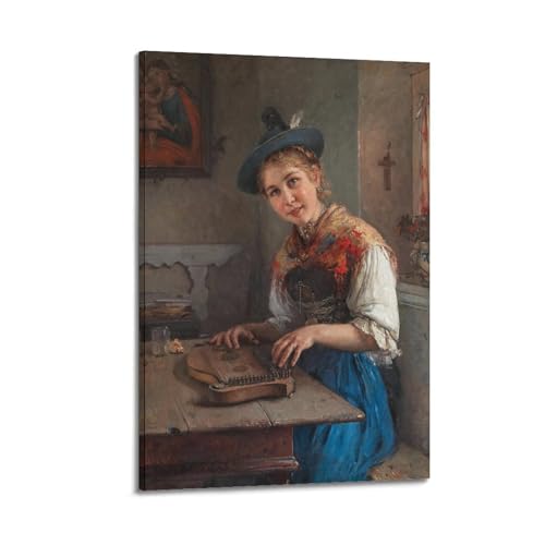Poster sur toile A Zither Player sublime le décor mural du salon ou bureau
