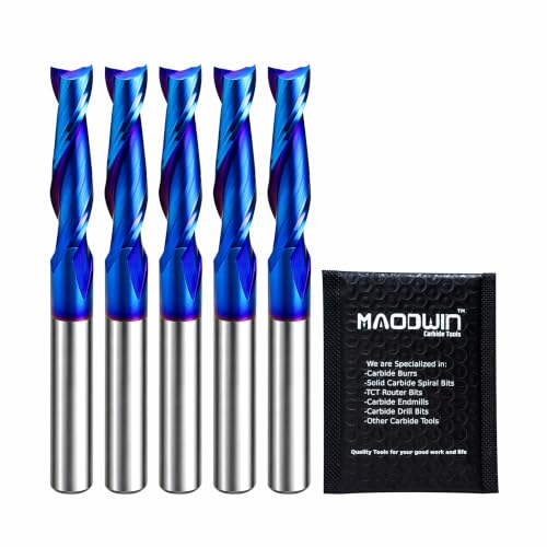5Pcs 1/4" Upcut Spiral Router Bit Plunge End Mill for Plastic Wood