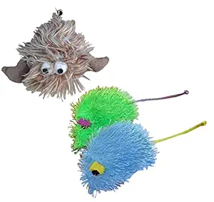 Pet Needs Combo of 2 Toy -Cute Ringing Monster and Plush Mouse Cat Toy with Colorful Tails for Cat