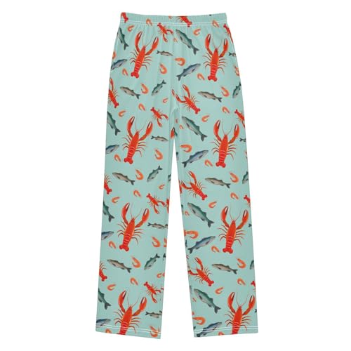 ZZXXB Lobster Fish Boys Long Pants Soft Trousers Elastic Waist Kids Lounge Bottoms with Pockets S-XL