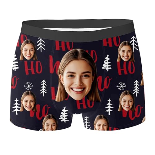 Calzoncillos Personalizados Hombre Boxer Personalizados con Foto Cara Divertida Calzoncillos de Novedad Personalizados Ropa Interior Personalizada Pantalones Cortos Regalo Hombre Boxer Navidad