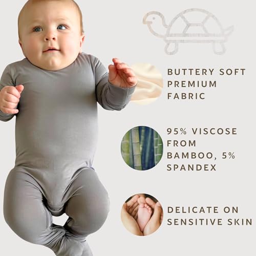 Stretchy Viscose from Bamboo Baby Pajamas, Crescent Zipper Onesie, Fold-Over Mittens & Cuffs, Infant PJs4