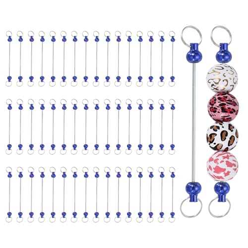 Porte-clés à perles vierges bleu foncé pour personnaliser vos accessoires et organiser vos clés