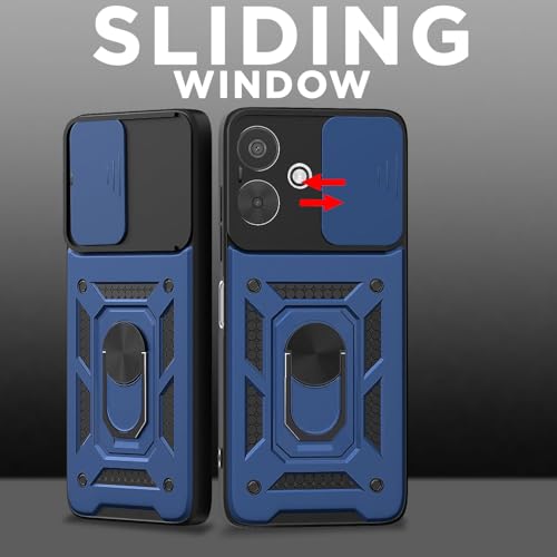 Image of AIBEX Back Cover for Redmi 13C 5G | D10 Tough Armor Case | Sliding Camera Shield | 360 Protection | Kickstand Ring Holder | Military-Grade Shockproof Bumper Case