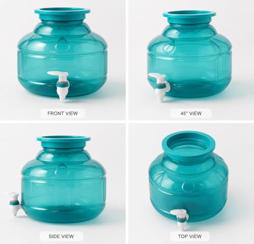 Image of Plastic Water Dispenser Jar with Tap for Home and Office, Peacock Green, Unbreakable (Virgin Quality), 10 Litre, Green