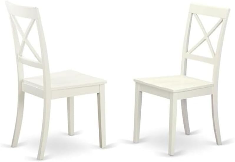 HomeStock 7 Pc Dining Set with a Kitchen Table and 6 Wood Seat Kitchen Chairs in Linen White, Modern Kitchen Table Set, Dining Table Set for Dining Rooms
