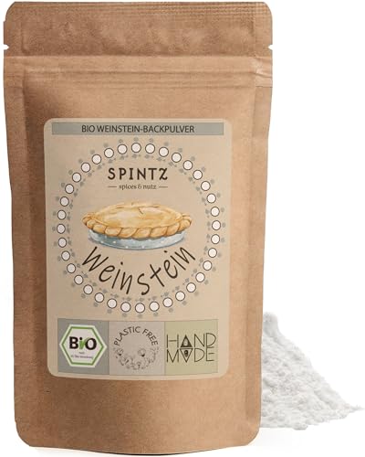 SPINTZ Bio Weinstein Backpulver 250g | Natürliches Bio Backpulver mit Weisteinsäure | Baking Powder | Cream of Tartar Pulver im plastikfreien wiederverschließbaren Doypack
