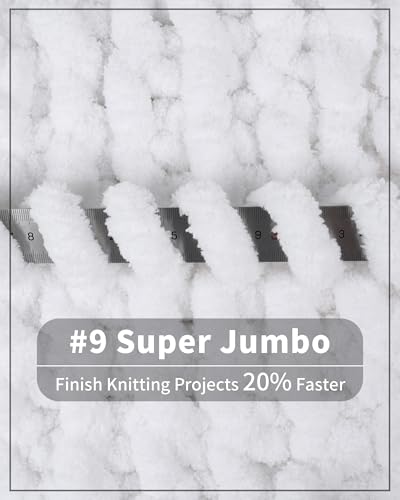 Image of Cozyful Chunky Yarn for Hand Knitting, #9 Thick Jumbo Big Chunky Yarn for Crocheting, Super Chunky Knit Blanket Yarns, Large Chunky Chenille Yarns, 8 Pack (30 yds 8 oz Each Skein), Pure White