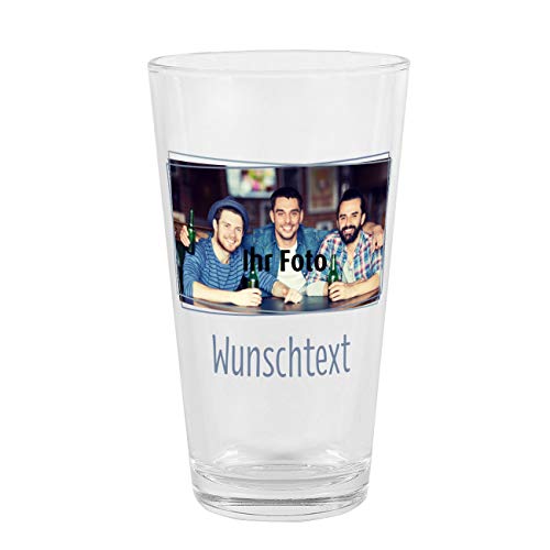 Herz & Heim® Trinkglas mit Foto und Wunschtext - dein Lieblingsbild in Szene gesetzt Querformat