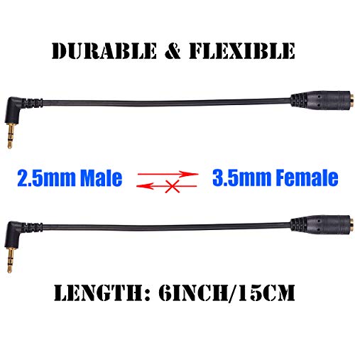 Warmstor 2 Pack Gold Plated 2.5Mm Male To 1/8 Inch 3.5Mm Female Stereo Audio Jack Adapter Cable 90 Degree Right Angle Connector #TOP3
