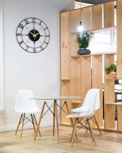 Image of Designer Metal Analog Wall Clock for Living Room | Antique Stylish Fancy Decorative Big Size Wall Watch for Bedroom, Office, Kitchen, Dining, Hall and Decor (Black(DA-141), 40CM)