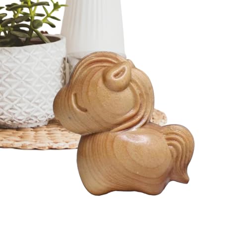 Genérico Figura De Caballo Tallada En Madera   Estatuilla Decorativa Mascota del Año del Caballo 2026,de Escritorio de Madera Animal,para Mesa, Estantería, Gabinete TV, Repisa, Oficina, Salón,