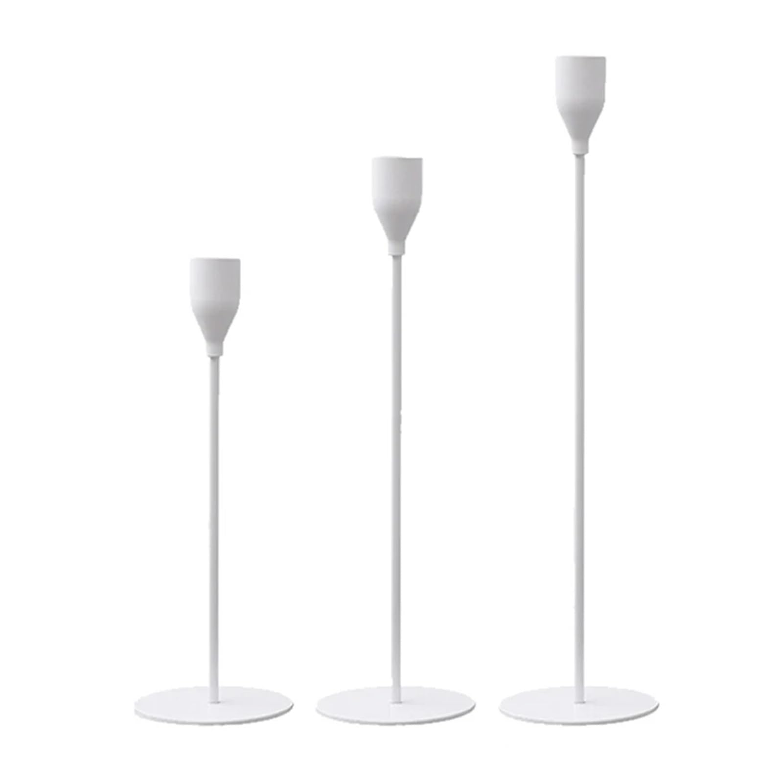 Kerzenständer Kerzenhalter aus Metall, 3-teiliges Set, einfache Hochzeitsdekoration, Bar, Party, Wohnzimmer, Dekoration, Heimtisch, Weihnachten(White 3PCS)