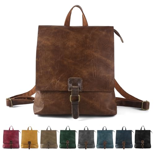 Image of Women's Fashion Backpack Purse Multipurpose Design Convertible Satchel Handbags Shoulder Bag Travel bag (Brown)