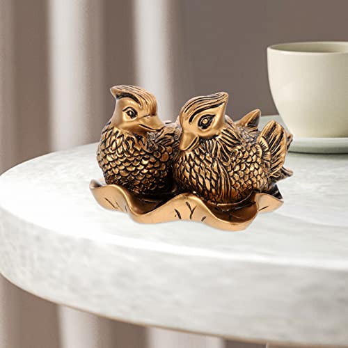HOMSFOU Resin Mandarin Duck Sculpture 3.15X2.56X1.97 Inch Wedding Desktop Ornament Stable Base Love Birds Figurine Home Decor Creative Gift - Image 4