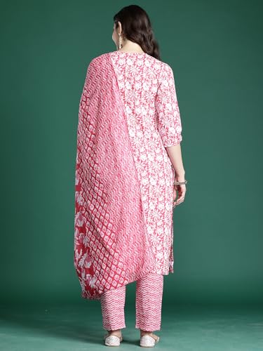 Image of INDO ERA Women Pure Cotton Kurta Set with Dupatta | Festive Suit Set, 11047