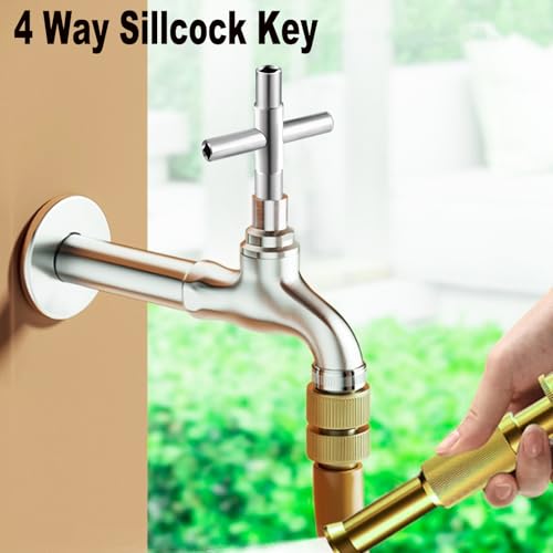 Image of 4 Way Sillcock Key Set 1 /4 inch, 9 /32 inch, 5 /16 inch, 11 /32 Utilities Key Steel Sillcock for Electric Water Gas Meter Box Cupboard Cabinet Opening Key (3 PCS)