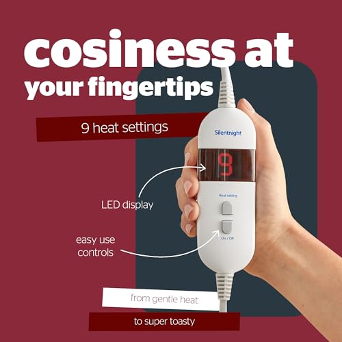 Silentnight Comfort Control Heated Throw Blanket - Luxury Fleece Electric Heated Overblanket for Sofa Bed with 9 Heat Settings, Fast Heat-up and Safety Shut Off - Machine Washable - 120x160cm - Grey