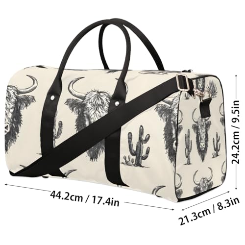 Travel Duffle Bag Cattle Cactus Gym Bags for Men Women Travel Duffel Bags with Adjustable Shoulder Strap Carry On Weekender Bag2