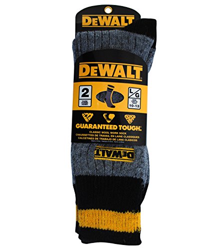 DEWALT Wool Blend High Boot Cut Socks for Men (2 Pair, Black & Gray) for Heavy Duty Jobs, Hiking, Skiing, Hunting & Daily Wear (Fits 10-13) Breathable, Wick-Moisture, Cushioned, Warm Socks for Winter3
