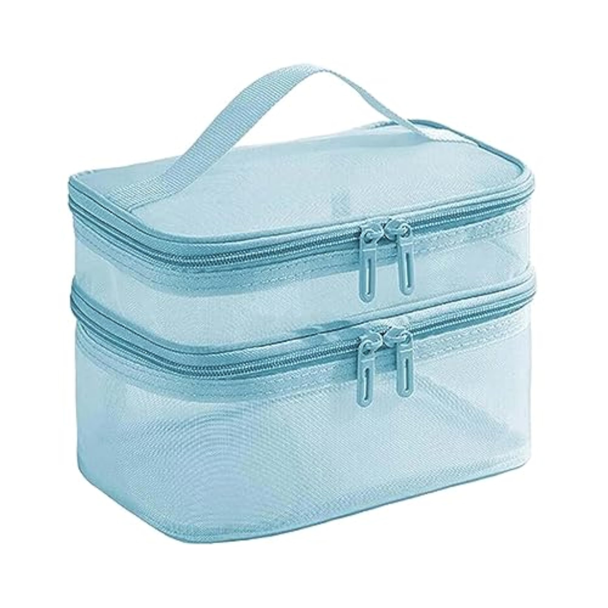 3x Makeup Cosmetic Bag Transparent for Toiletries, Blue