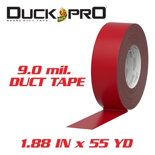 Image of Duck Pro Heavy Duty Duct Tape for Long Lasting Repairs, 2 inch Wide (1.88 in x 55 Yds) Performance Grade Tape with Waterproof Backing, Red, 1 Roll (Pack of 2)