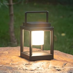 Outdoor Table Lamp, Led Lamps for Nightstand, Solar Lanterns Outdoor Hanging for Patio Waterproof, Cordless Battery Operated Lamp, Rechargeable Solar Lantern for Reading, Decor, Camping