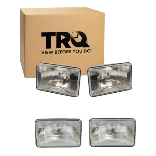 TRQ Rectangular Sealed Beam Headlight Set High and Low Beam Compatible with 79–86 Ford Mustang 76–88 Chevrolet Monte Carlo 84–89 Toyota Van 80–86 Nissan 720 77–89 Dodge Diplomat 78–87 GMC Caballero