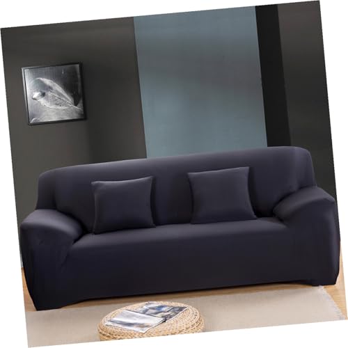Funda de sofá elástica de 3 plazas negra: protector antideslizante lavable para salón 5