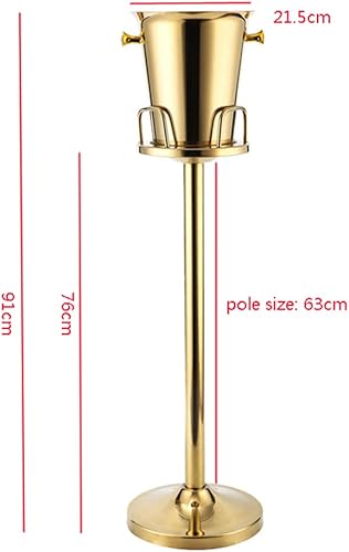 Miniatura 7 de Fetcoi Cubo de hielo dorado de titanio con soporte, cubo de hielo de acero inoxidable, enfriador de contenedores de hielo de vino champán, cubo de
