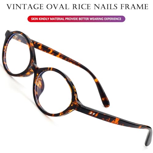 Image of AIEYEZO Small Oval Blue Light Glasses for Women Fashion Retro TR90 Oval Frames Computer Screen Glasses (Tortoise)