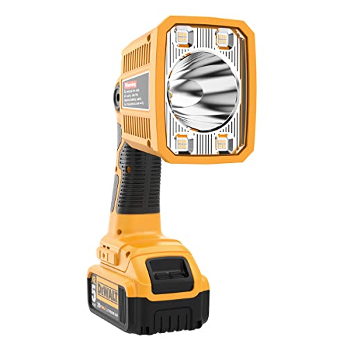 Dteztech Flashlight For Dewalt 20V Max Li-Ion Battery, 18W 1250Lumen Spotlight With Usb Port, Led Work Light Jobsite Light With 110 Degree Pivoting Head Indoor Outdoor Use(Tool Only) #TOP1