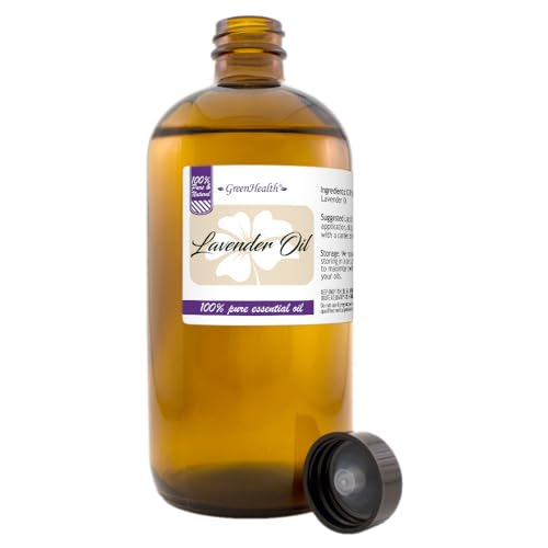 GreenHealth Lavender Essential Oil – 16 fl oz (473 ml) Amber Glass Bottle – 100% Pure & Uncut – Bulk Lavender Oil for Diffuser, Aromatherapy, Soap Making, Candles & DIY