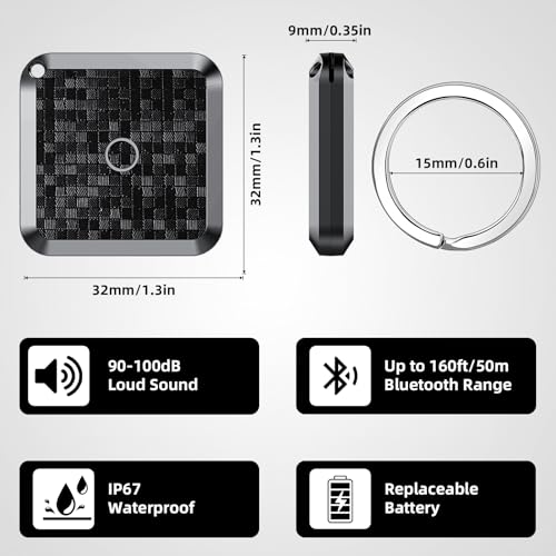 Air Smart Tag Schlüsselfinder 2er Pack, Smart Key Finder Kompatibel mit Apple Wo ist? APP (iOS NUR) Smart Bluetooth Tracker für Schlüssel/Geldbörsen/Gepäck Air Tracker Tag IP67 Wasserdicht Schwarz