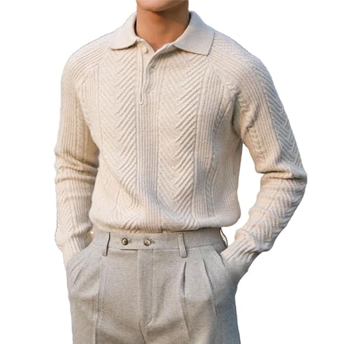 Fashionable Versatile Slimming Pullover Winter Thickened Warm Knitted Top Men's Casual Lapel Sweater