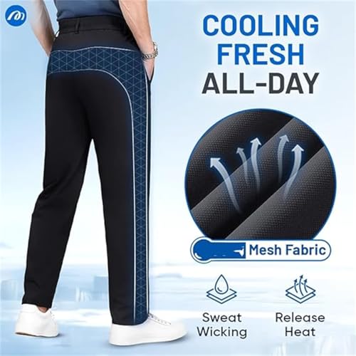Linochic - Ice Silk Mesh Panel Casual Pants, Linochic Pants for Men Over 55, Quick Drying Breathable3