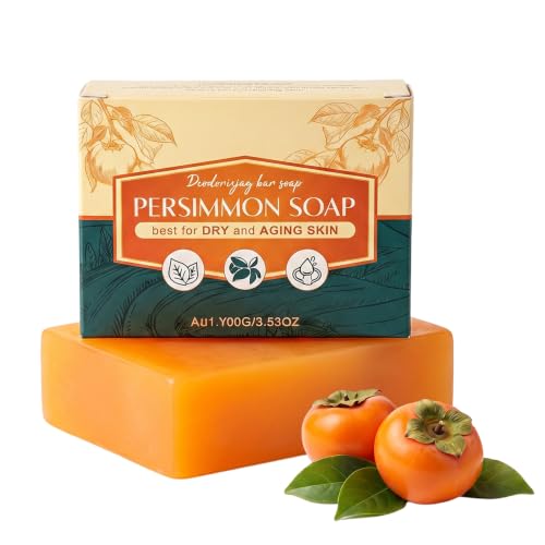 Image of Kruggo Deodorizing Persimmon Soap Bar, Citrus Scent Cleansing Bar for Adult Skin (1 pcs, A)