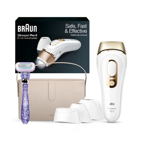 Braun IPL Silk·Expert Pro 5 PL5347 Latest Generation IPL for Women and Men, at-Home Hair Removal System, Salon-Like Smooth Skin, Long Lasting Results, 3 Comfort Modes w/Wide Head & 2 Precision Heads