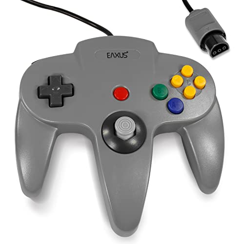 Eaxus® Controller geeignet für N64 - Gamepad kompatibel mit Nintendo 64 Konsole mit vielen Funktionen, Grau