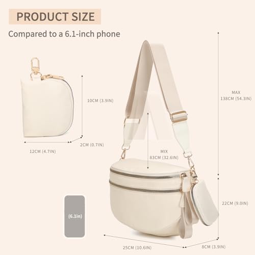 Image of Checkered Crossbody Bum Bags for Women, Nylon Sling Bags with Shoulder Strap, Large Capacity Checkered Purse Bag