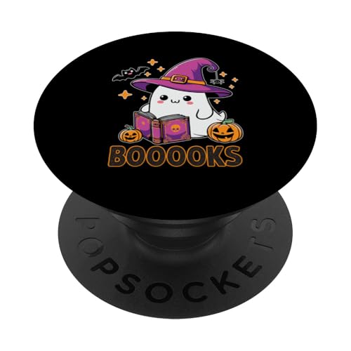 Books Ghost Boooks Halloween Reading Librarian Teacher Book PopSockets PopGrip Intercambiable