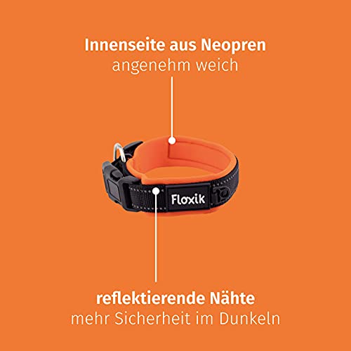 Floxik Hundehalsband verstellbar Größe S | Weiches Neopren Halsband für den Hund & Welpen in verschiedenen Größen inkl. Zugentlastung