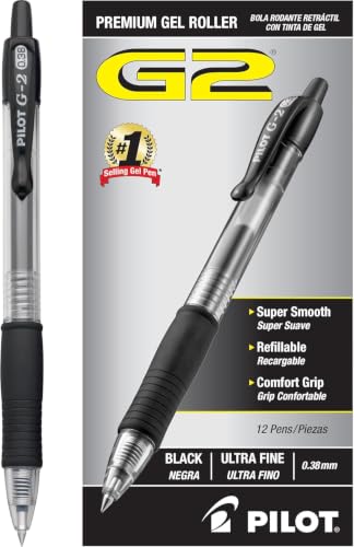 Image of PILOT G2 Premium Refillable & Retractable Rolling Ball Gel Pens, Ultra Fine Point, Black Ink, 12 Count (31277)