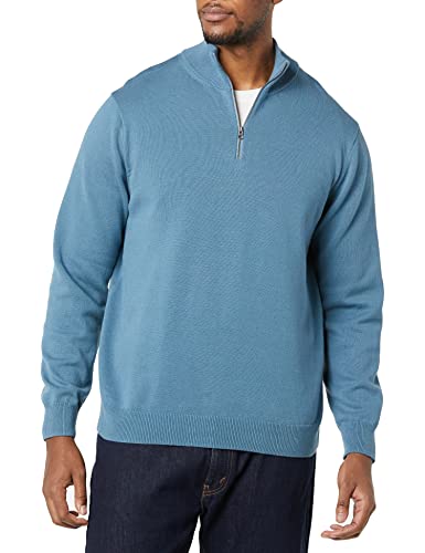 Image of Amazon Essentials Men's 100% Cotton Quarter-Zip Mock Neck Sweater